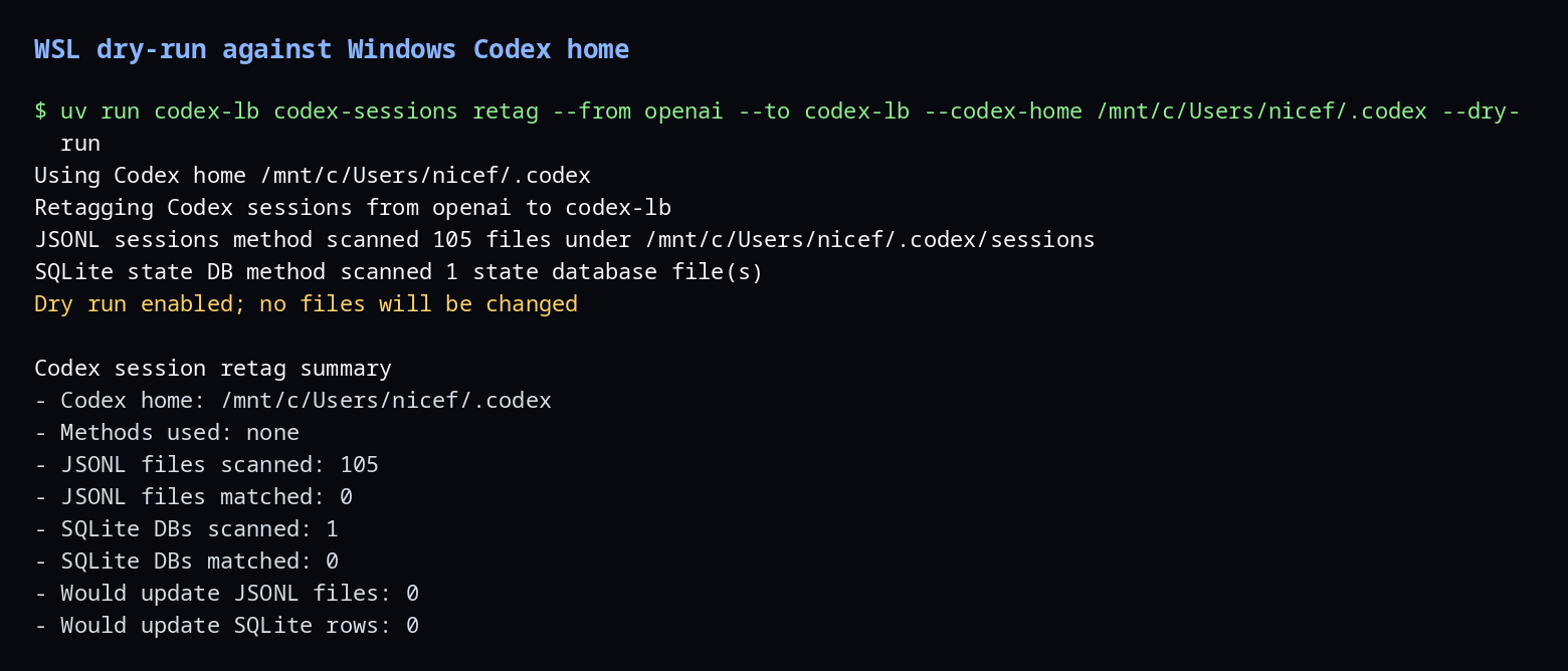 retag dry run in WSL
